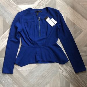 NWT BCBGmaxazria royal blue peplum top  size small
